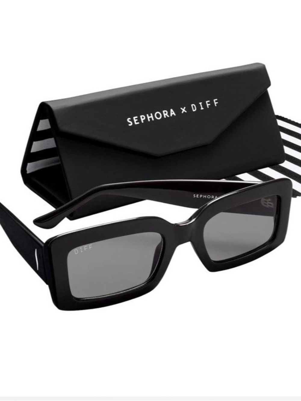 Sephora x DIFF Black Rectangular Sunglasses